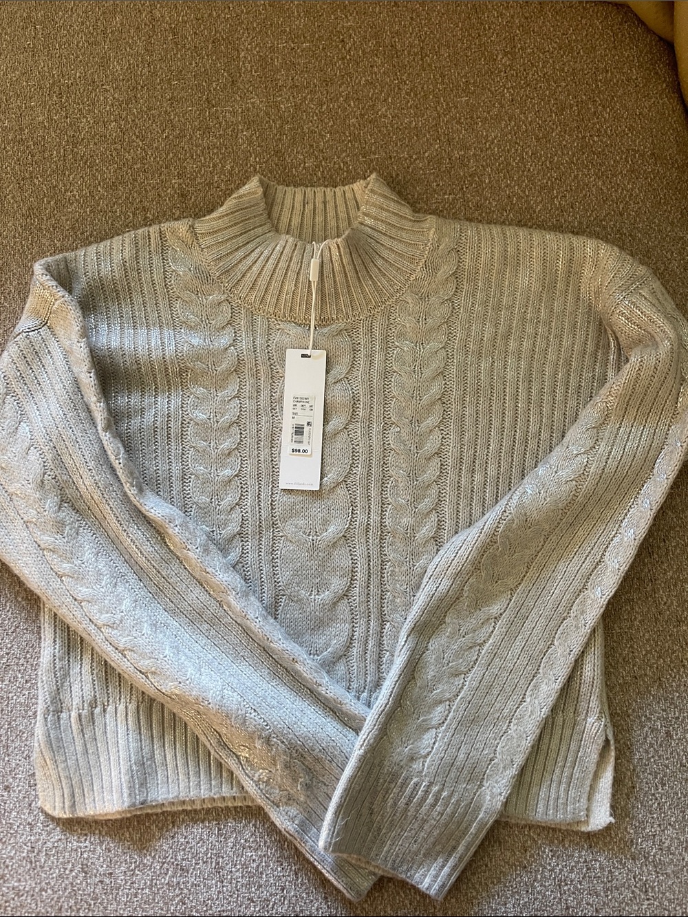 Cozy Cable Turtleneck Sweater in champage